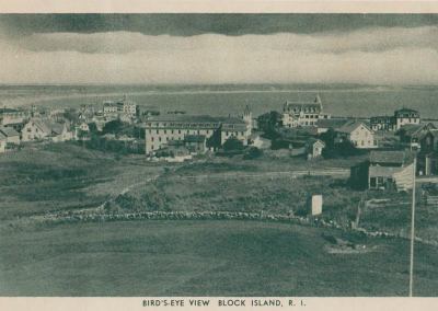 Postcard: Birdseye view of Block Island.