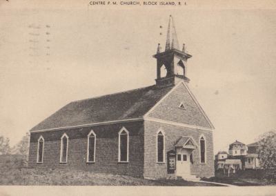 Postcard: Center P.M. Church on Block Island.