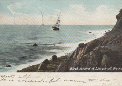 Postcard: A shipwreck off of Block Island.