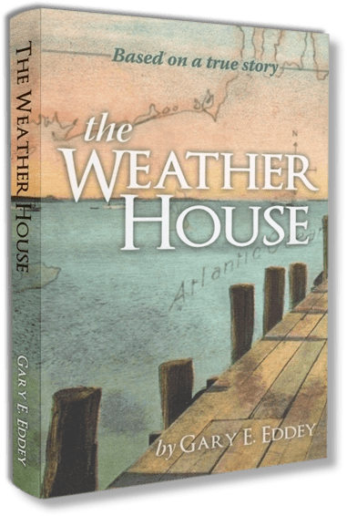 A book cover with the title of " the weather house ".