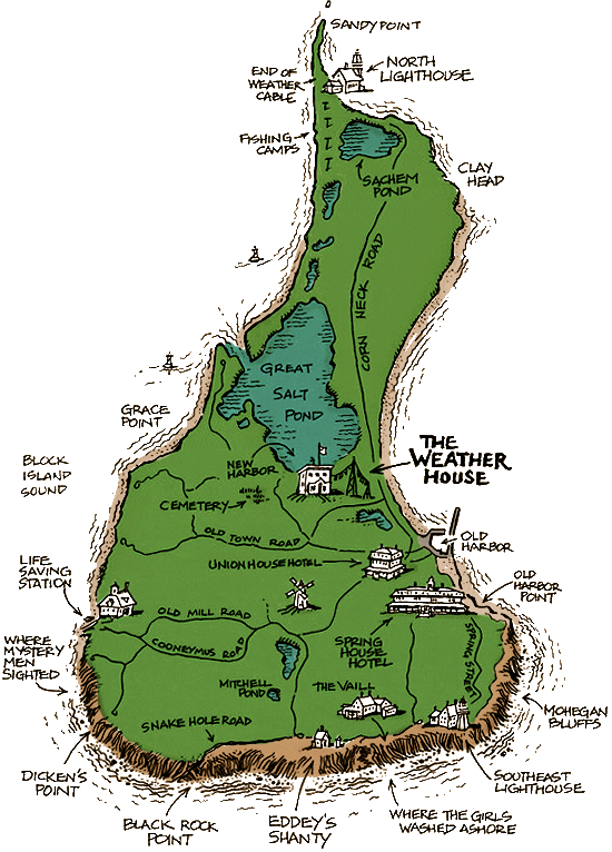 A map of the island is shown.