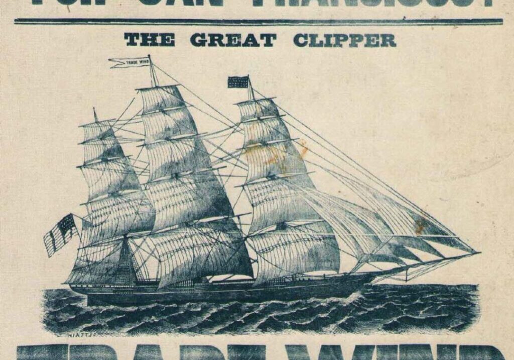 A poster of the clipper ship trade wind.